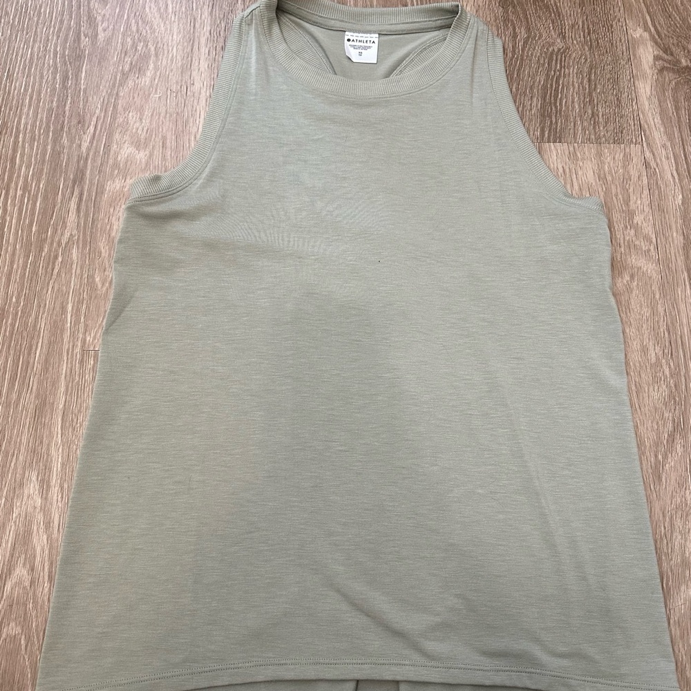 Athleta Sage Green Tank Top with Pleated Back XS